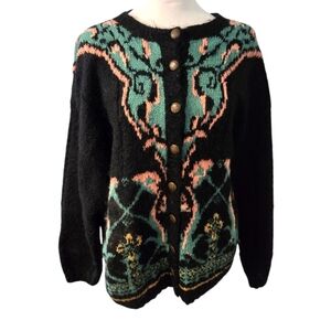 Express compagnie international vintage wool cardigan button up size Medium